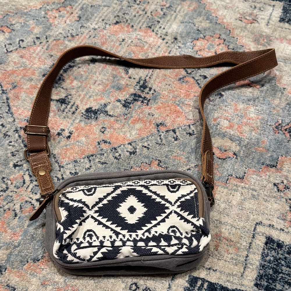 Myra Bag Brown and Black Geometric Crossbody